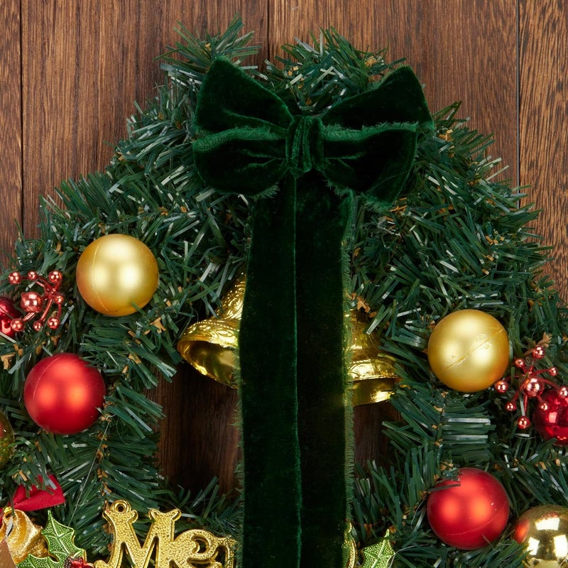 Keypan Green Velvet Ribbon for Gift Wrapping - 1 1/2 inch Wide Handmade Fringe Fabric Ribbons for Christmas Decorations, Baby Shower, Flower Bouquet - Image 3